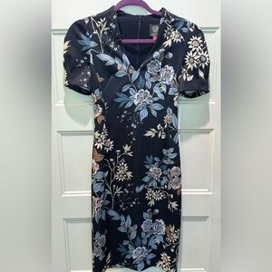 Vince Camuto Black Floral Midi Dress